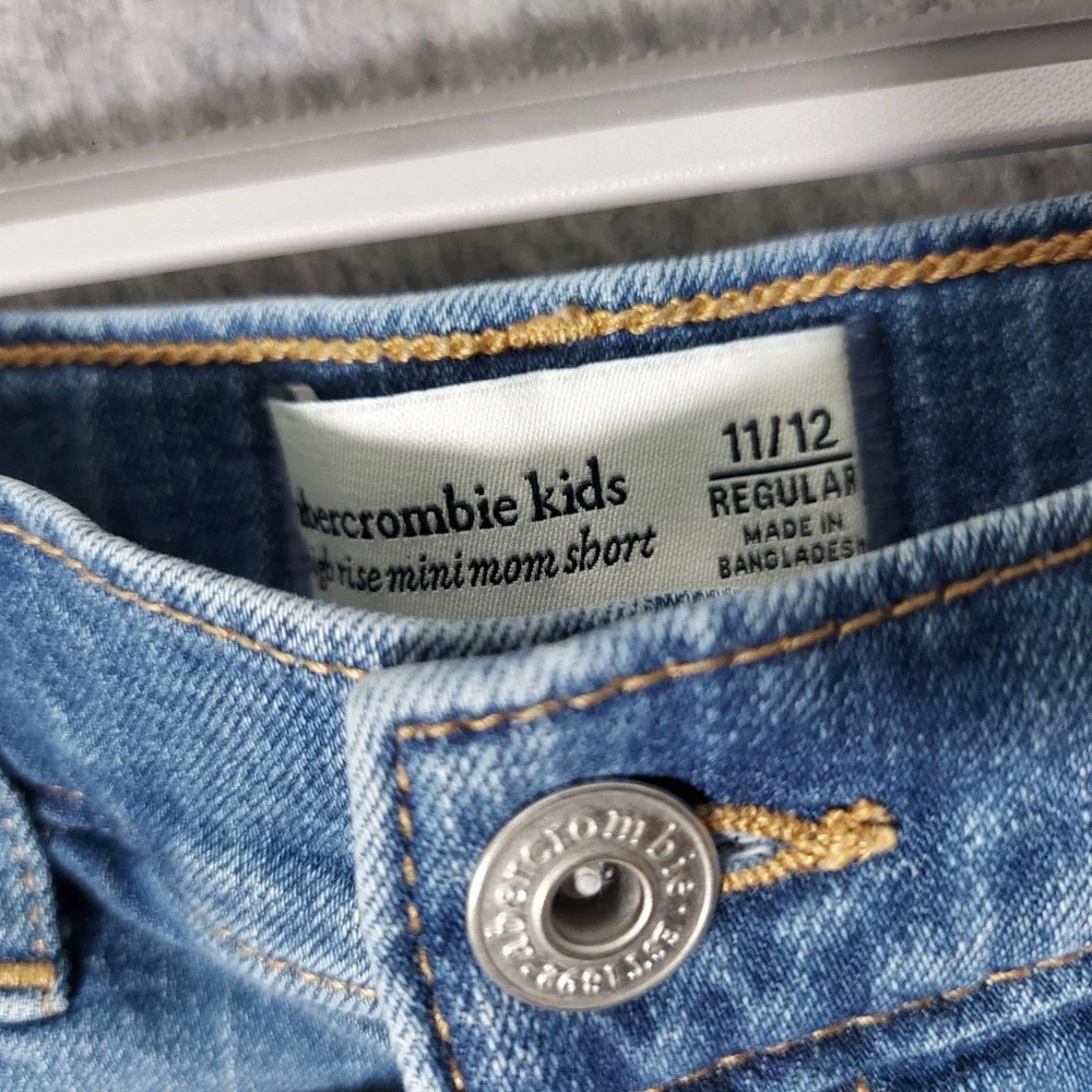 Abercrombie Kids Shorts Girls 11/12 Blue High Rise‎ Mini Mom Short Cuffed Denim